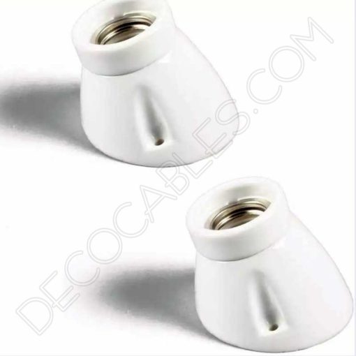 Portalámparas zócalo inclinado de porcelana 2 Portalámparas esmaltado porcelana curvo