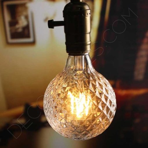Bombilla decorativa led globo diamante cristal ámbar 4w