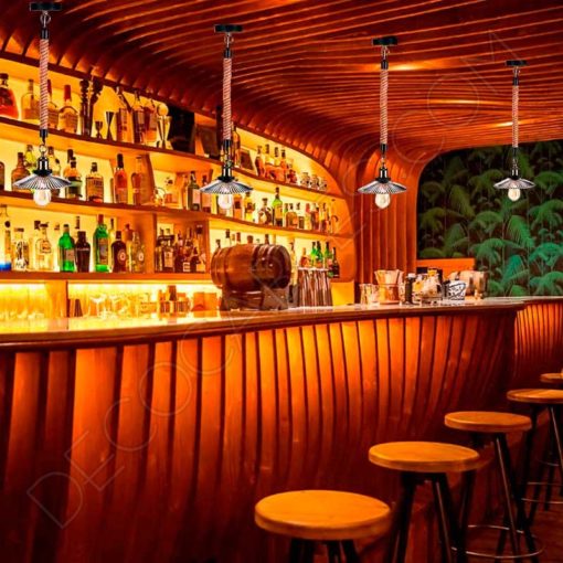 Lámpara colgante de cuerda y tulipa de cristal 4 Lámpara colgante cuerda y tulipa de cristal vintage