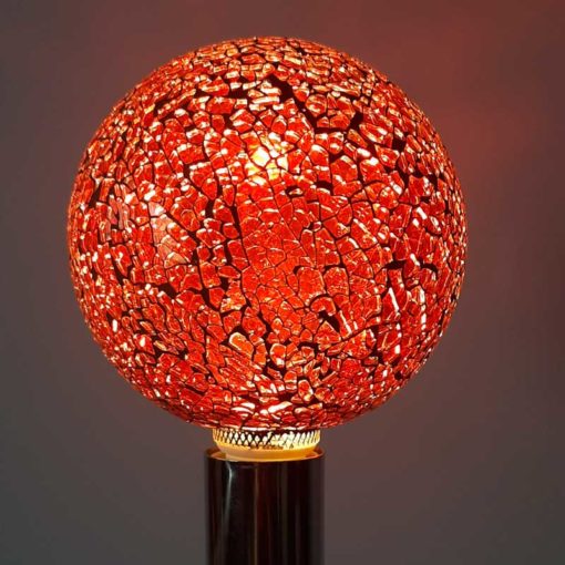Bombilla decorativa led globo cristal craqueado roja