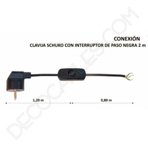 Cable de conexión con toma de tierra e interruptor de paso 4 Cable de conexión de tres hilos con interruptor de paso y clavija schuko