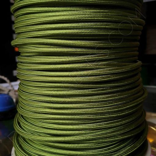Cable eléctrico textil redondo verde oliva