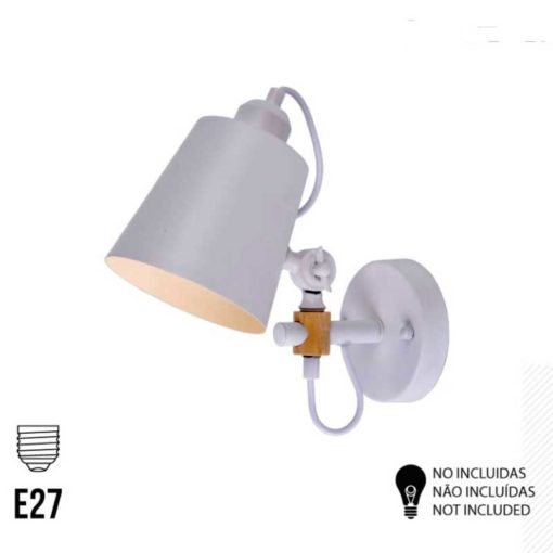 Lámpara Aplique de pared Vintage en hierro y madera (blanco) 2 Lámpara aplique de pared vintage hierro y madera