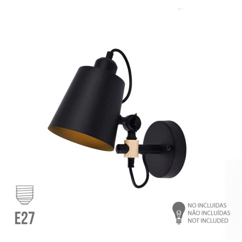 Lámpara aplique de pared vintage hierro y madera Lámpara aplique de pared vintage hierro y madera