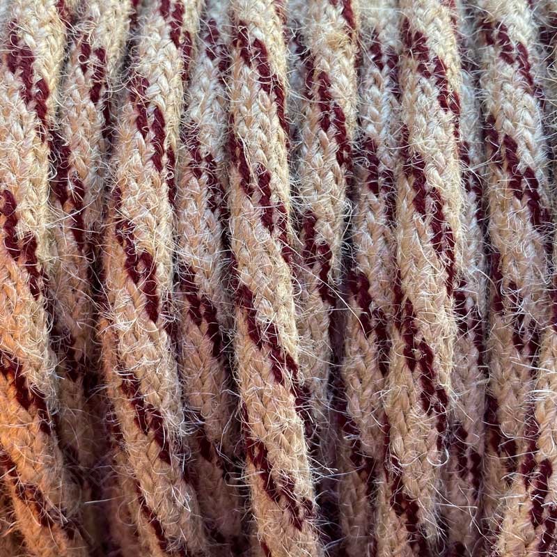 Cable eléctrico redondo cuerda de yute bicolor granate 2x0,75 Cable eléctrico redondo cuerda de yute bicolor granate 2x0,75