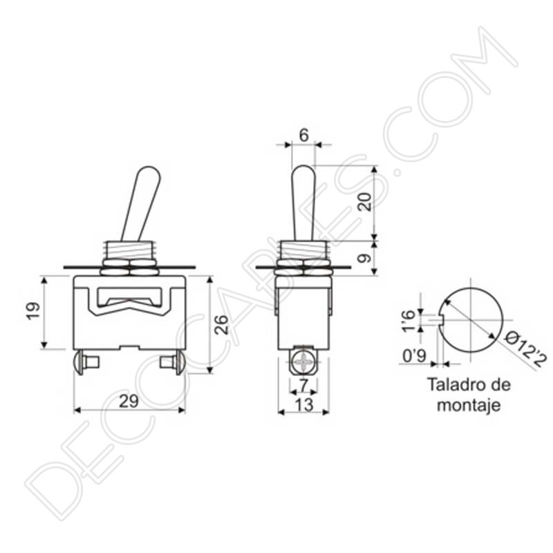Interruptor de palanca unipolar on/off Interruptor de palanca unipolar on/off