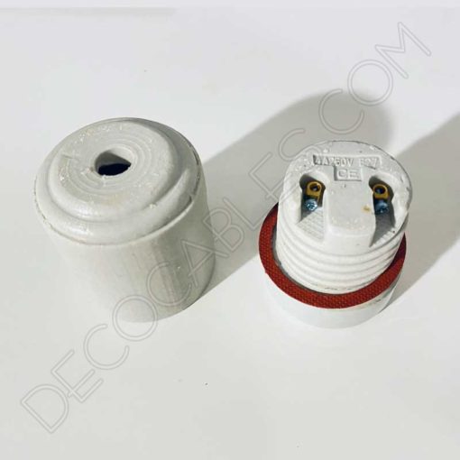 Portalámparas cerámico blanco sin pulir 2 Portalámparas cerámico industrial sin pulir casquillo E27